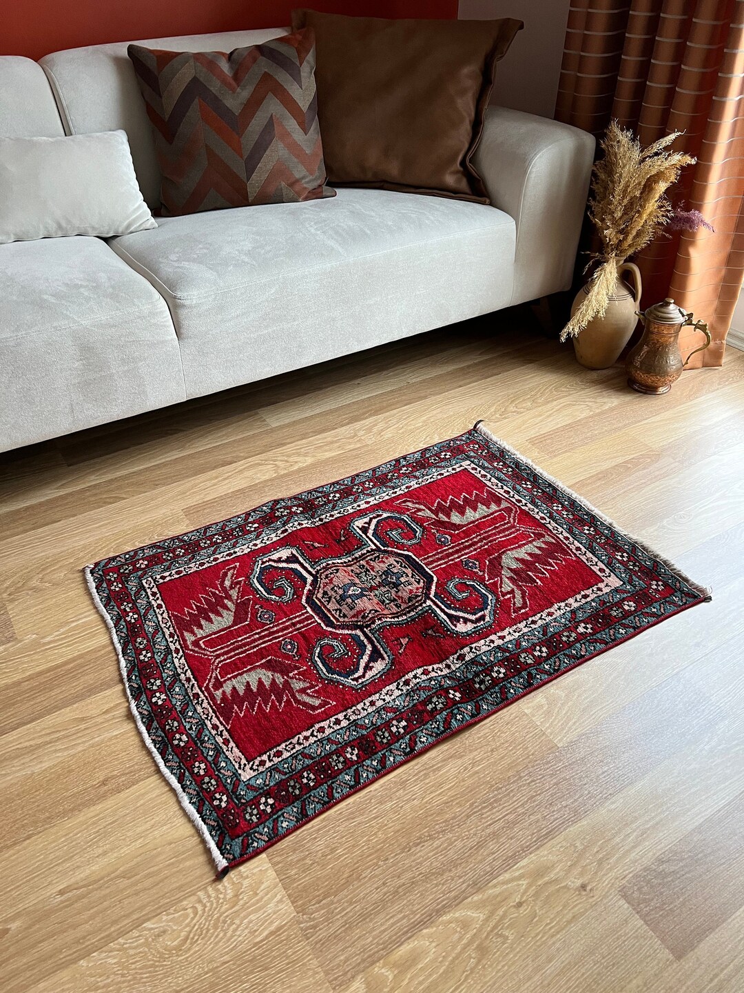 2x3 Mini Redblue Antique Rug Vintage Bathroom Rug Oriental Etsy