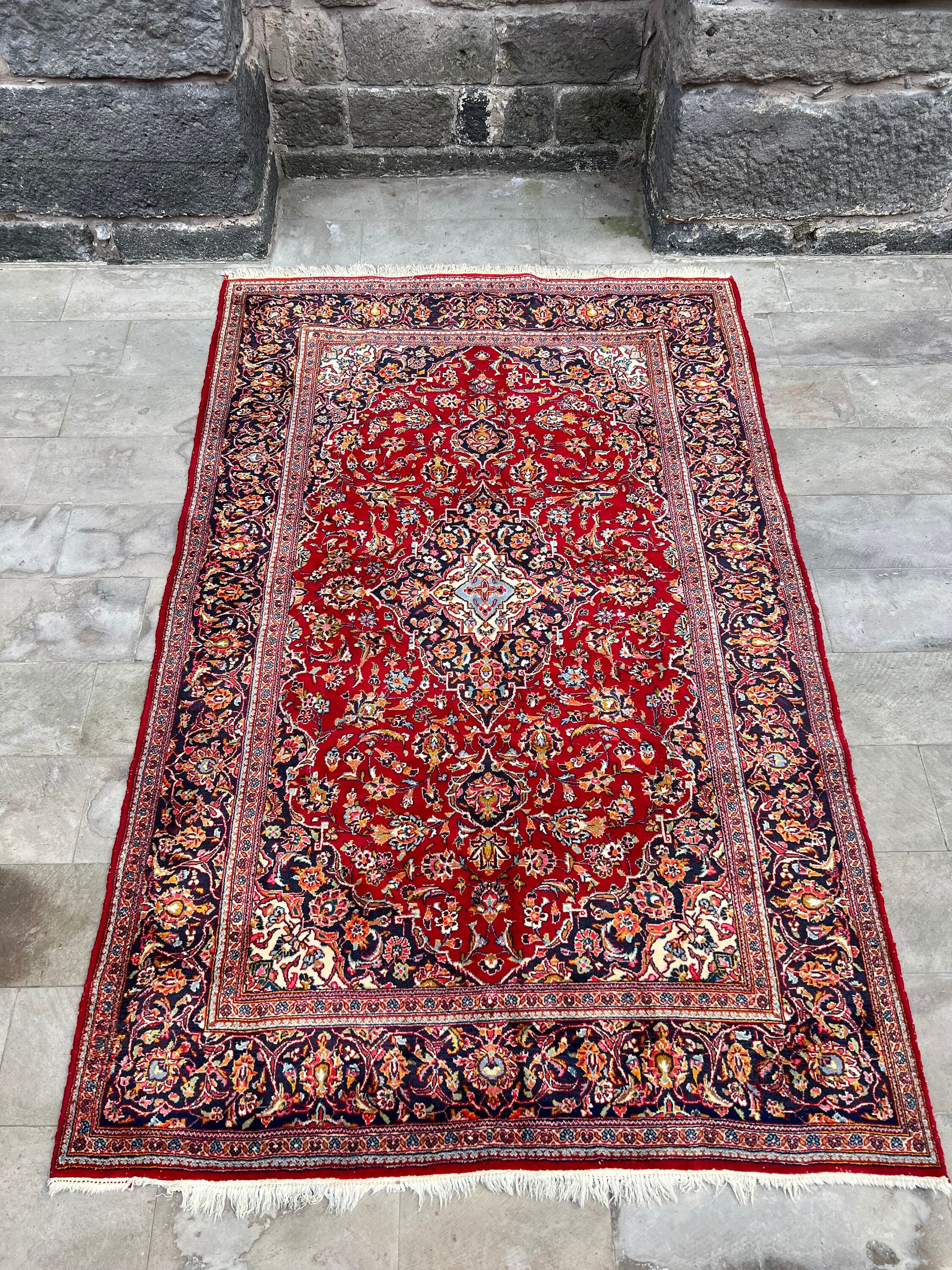 Handwoven Persian Red Rug, 6x10 Antique Old Oushak Rug, Vintage