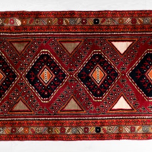 3x6 Red Vintage Rug, Handmade Wool Anatolian Rug, Turkish Area Rug, Antique Carpet for Living Room zdjęcie 1