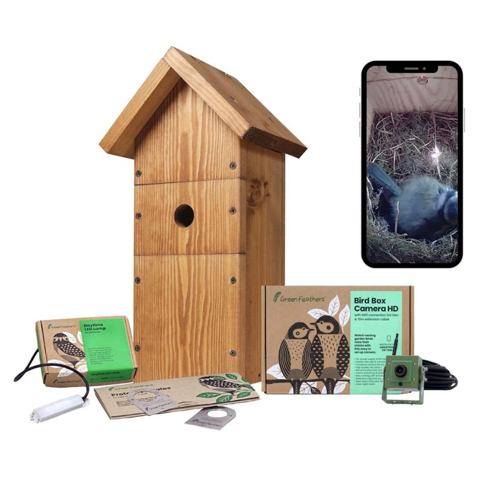 WiFi HD Bird Box Camera: Handmade Wooden Birdhouse, Smartphone Viewing