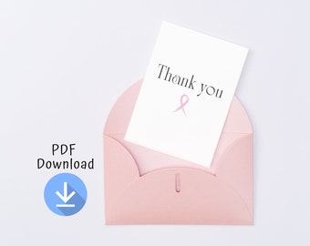 Printable Breast Cancer Thank You Note Card, Breast Cancer Care Package, Cancer Support, Cancer Awareness