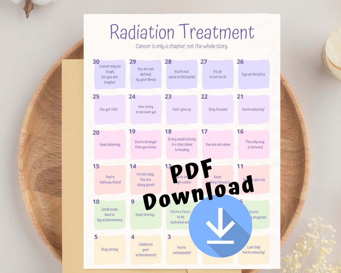 Printable Cancer Radiation Countdown Calendar, Download Last Radiation