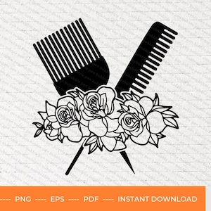 Barber tools floral SVG, hair stylist tools svg, hair stylist tools cliparts, barber shirt, hair stylist floral, barber svg, svg, PNG, PDF