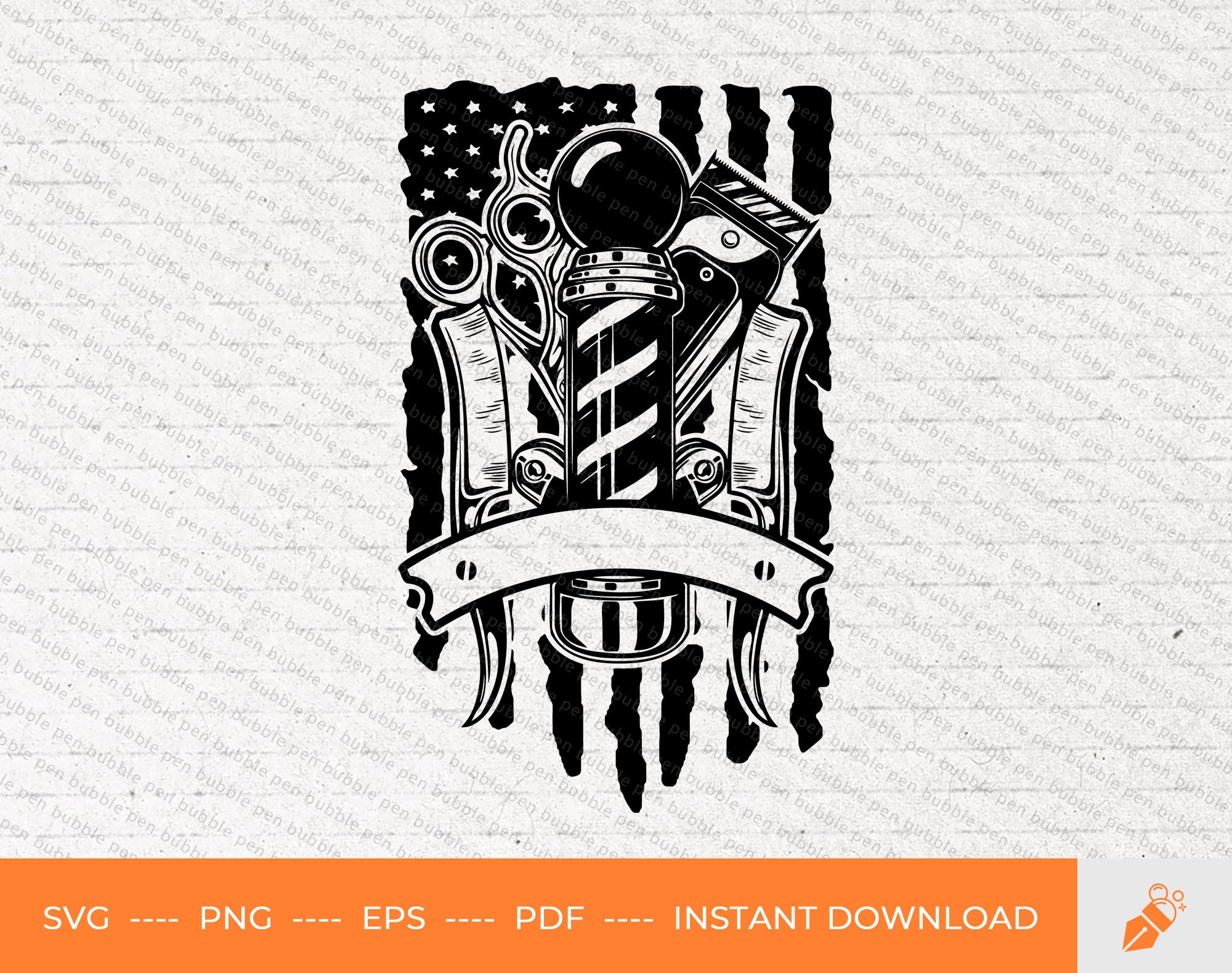 Barbershop USA Flag SVG, Barbershop Logo Svg, Barber Banner Svg, Barber