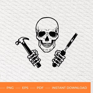 Skull Carpenter Repair SVG, skull carpenter tools svg, skull carpenter svg, skull repair svg, construction tools svg, repair svg, PNG, PDF