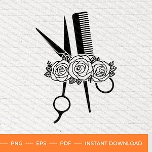 hair dresser SVG, floral scissor svg, hairstylist svg, scissor svg, haircut svg,  scissor flower, svg, PNG, PDF
