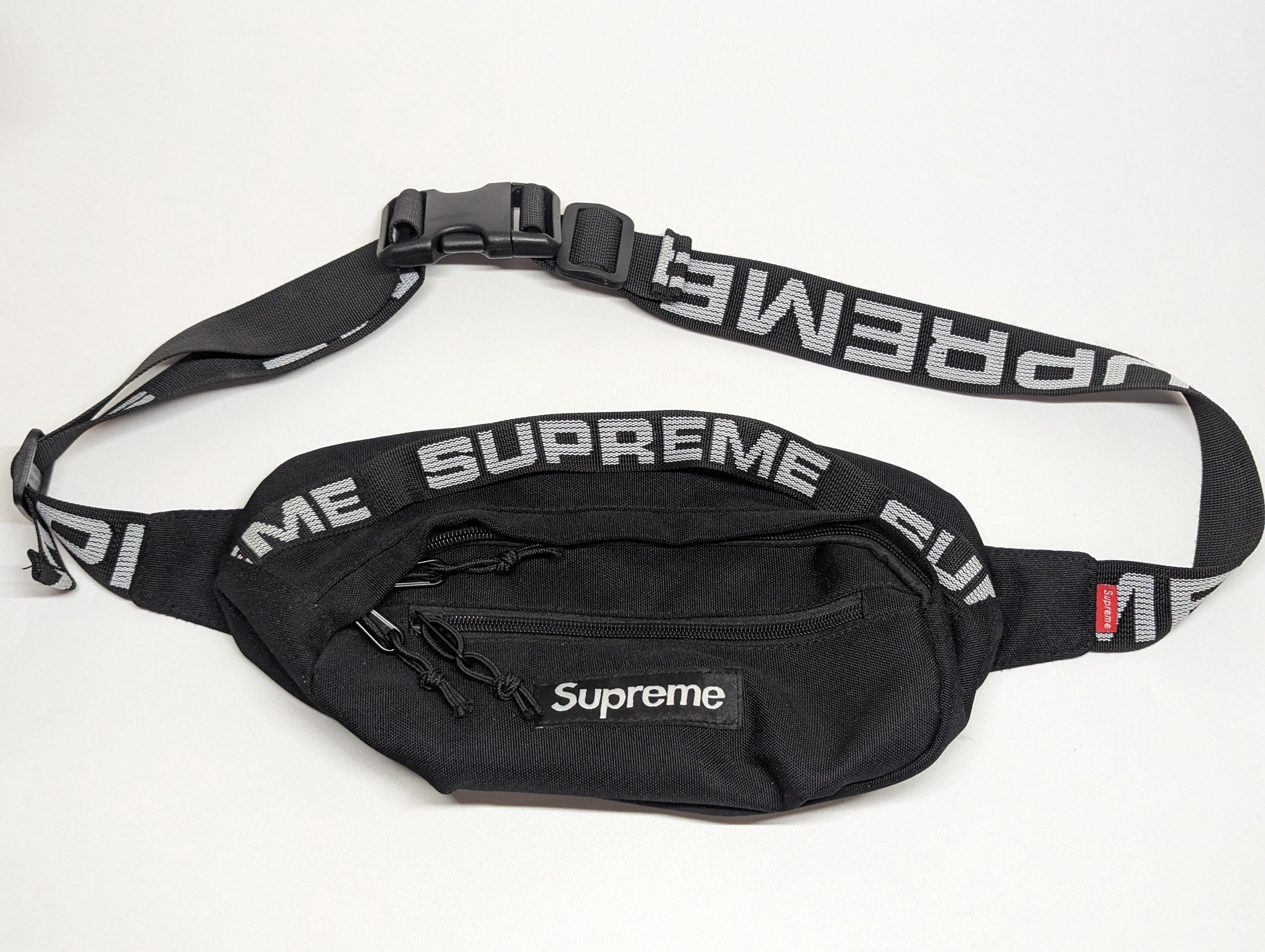 【Supreme】 18ss waist bag Supreme Black Waist Bag SS18 Fanny Travel Box Logo in