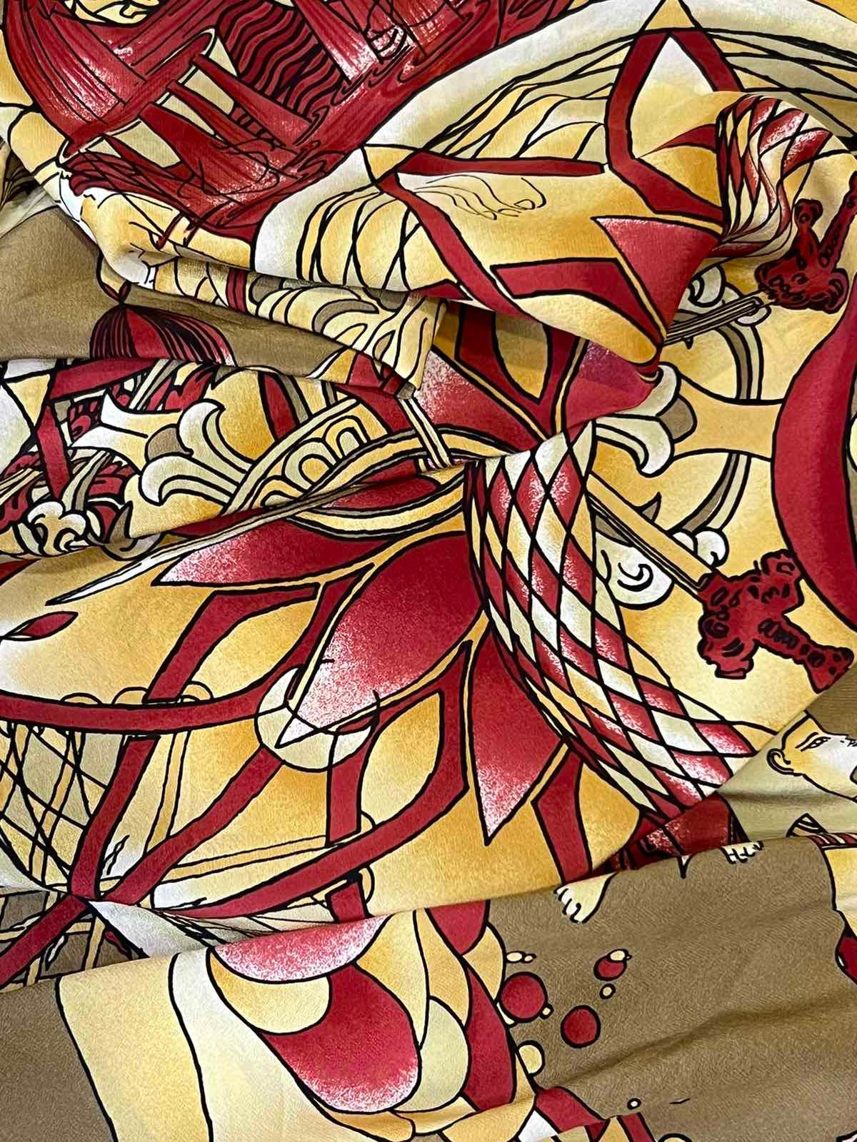 Foulard Vintage En Soie 100% HEINRICH R. HRDLICKA - Dimensions 95x100 Cm - Multicolore - Occasion