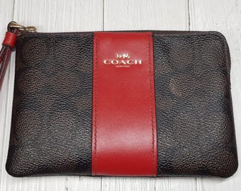 Vintage Coach 7219 Red Leather Multi Function Purse Mini Wallet