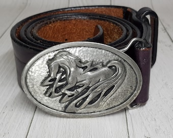 LARGE HYDE COLLECTION LEATHER BELT HYDE Collection Black Leather Belt, Vintage, Equestrian, XL  main image 4
