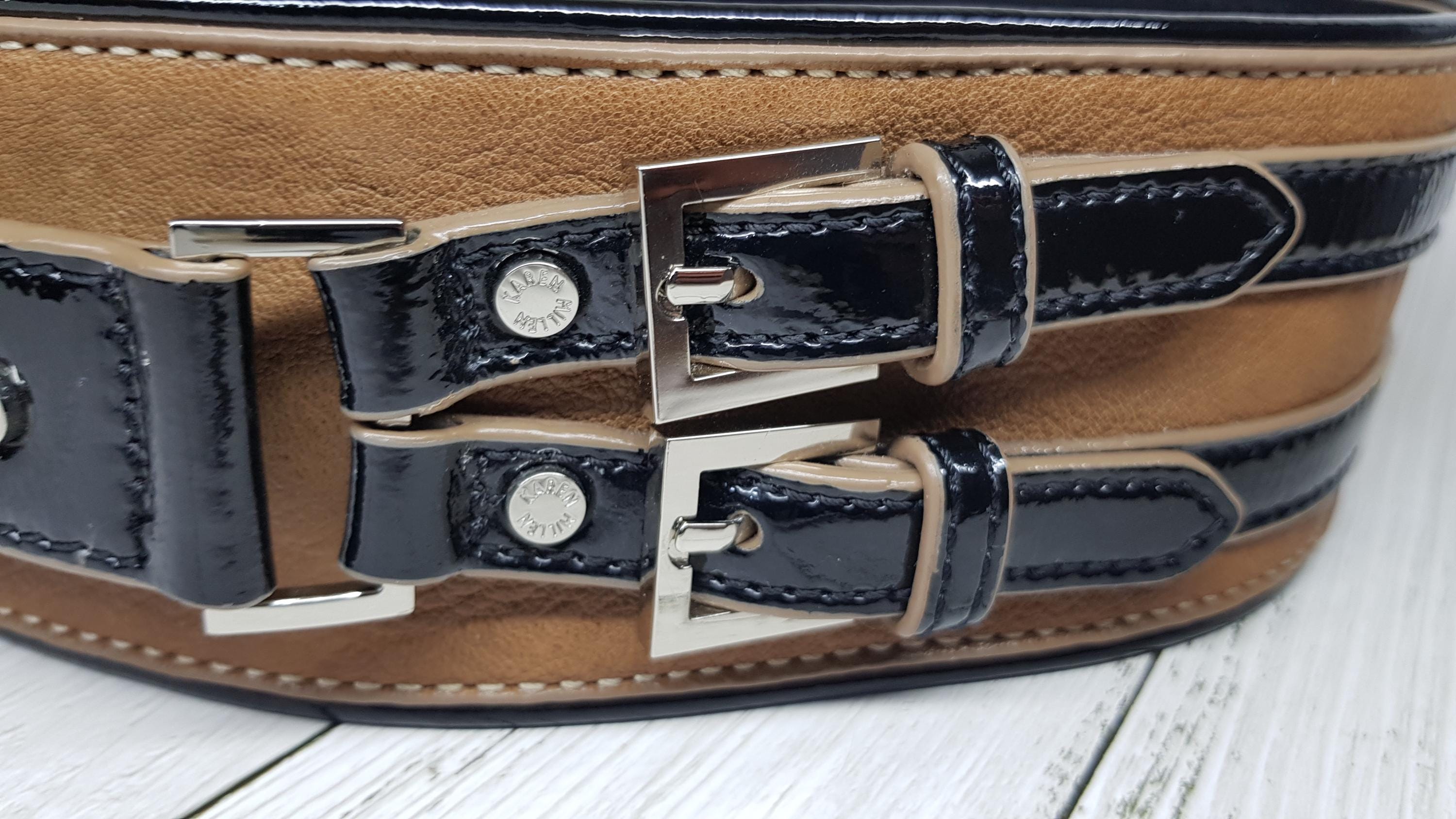KAREN MILLEN Leather Belt, Size 2 - Etsy