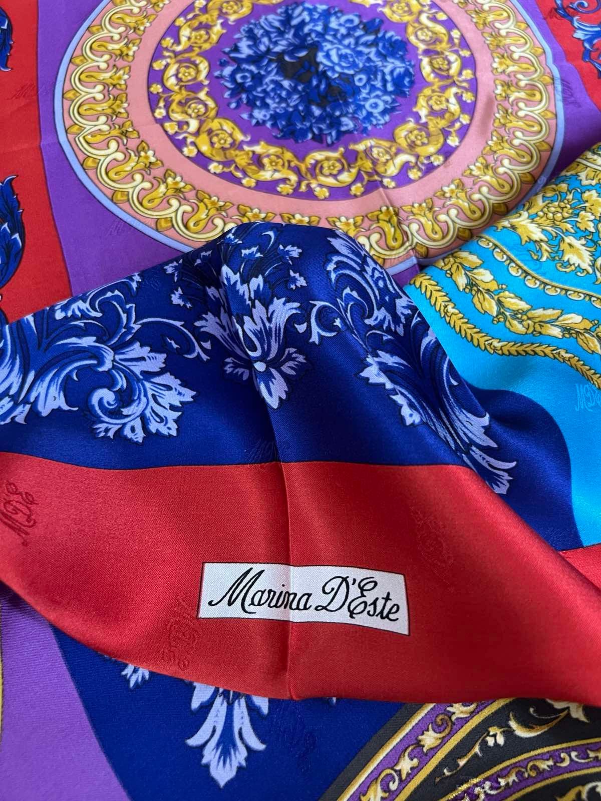 MARINA D ESTE シルクスカーフ、イタリア製、サイズ 88 x 89 cm