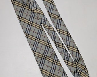 Burberry Cravate Homme Grise Classique En Soie À Carreaux
