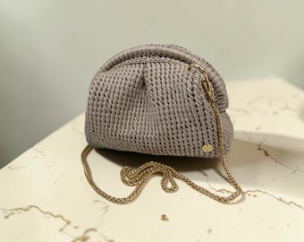 Bolso de ganchillo beige / Bolso de mano hecho a mano / Bolso elegante / Bolso de noche para mujer / Regalos para chicas / Bolso de verano para ella