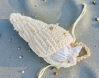 Seashell Bag Shell Purse with Beads, Crochet Shell Purse, Summer Bag, Travel Accessory, Beach Batchelorette Gift