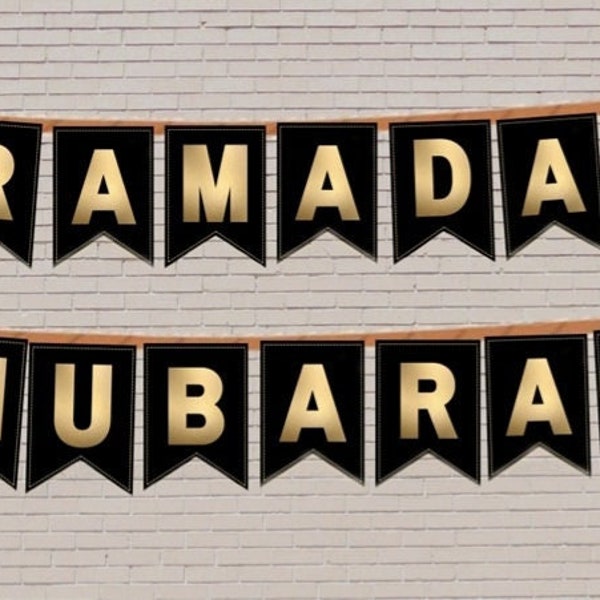 Ramadan Mubarak Banner Printable |Home Decor Black & Gold Eid Mubarak Printable Digital Download Banner PDF Print File Ramadan Gift Activity