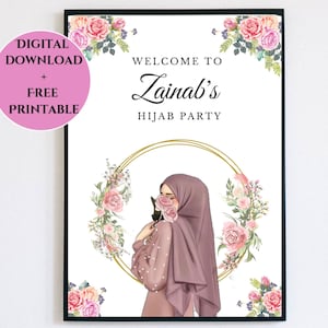 Personalised Hijab Party Decoration Decor Welcome Sign Printable| Quran Memorisation  Print A3| Personalised Islamic Alima/Hafiz Frame Quran