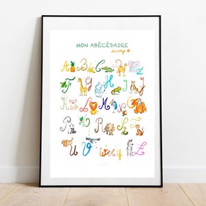 Poster A3, carta granulosa, primer alfabeto animali selvatici