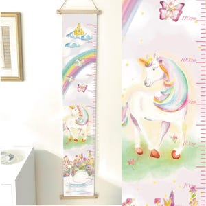 Aanpasbare aquarel groeimeter roze prinses eenhoorn draken zwaan fee babyshower cadeaus kinderkamer groeischaal