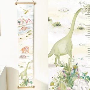 Grafico altezza acquerello dinosauro personalizzabile cameretta bambini regali nascita scala crescita metro da parete decorazione da parete