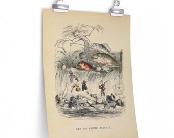 LES POISSONS D'AVRIL 11x14 Antiker französischer Kunstdruck Matt Reproduktion
