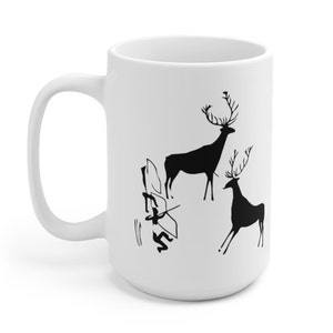 PREHISTORIC HUNTING Large 15-ounce Ceramic Coffee Mug for Pre-history Lovers