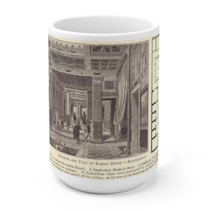 ANCIENT ROMAN VILLA  Floor Plan of Rome on Large 15-ounce Ceramic Coffee Mug