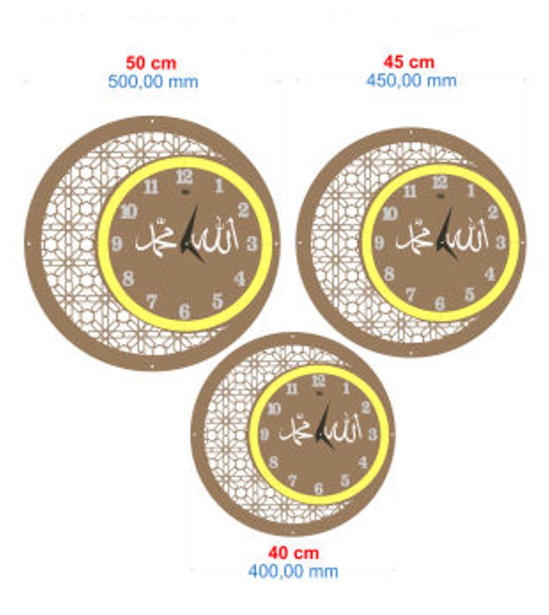 Islamische Wanduhr: Gold Spiegel & Schwarzes Holz, Muslimische Dekoration Bild 5