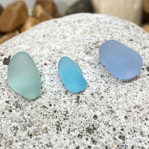 Trio of Blue Seaglass from the beautiful Kent coast