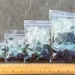 Bags of sea glass from the beautiful Kent coast - green, brown, clear & aqua sea glass - lovely gift idea - eco craft - jewellery making -