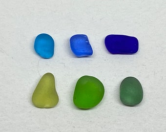 Collection of Seaglass - 6 pieces - shades of blue and green -  jewellery making - art craft - collectors- eco gift