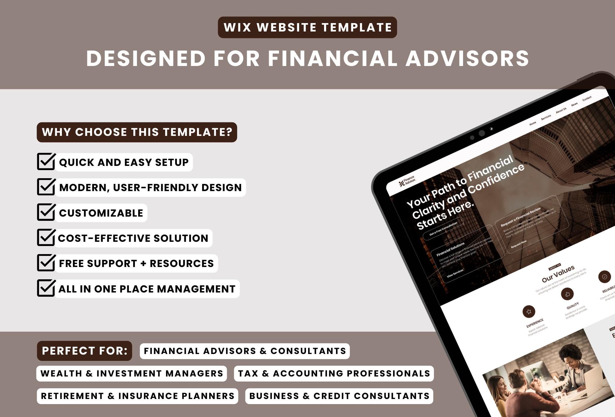 Wix Template for Financial Planner, Wealth Manager, Investment Advisor