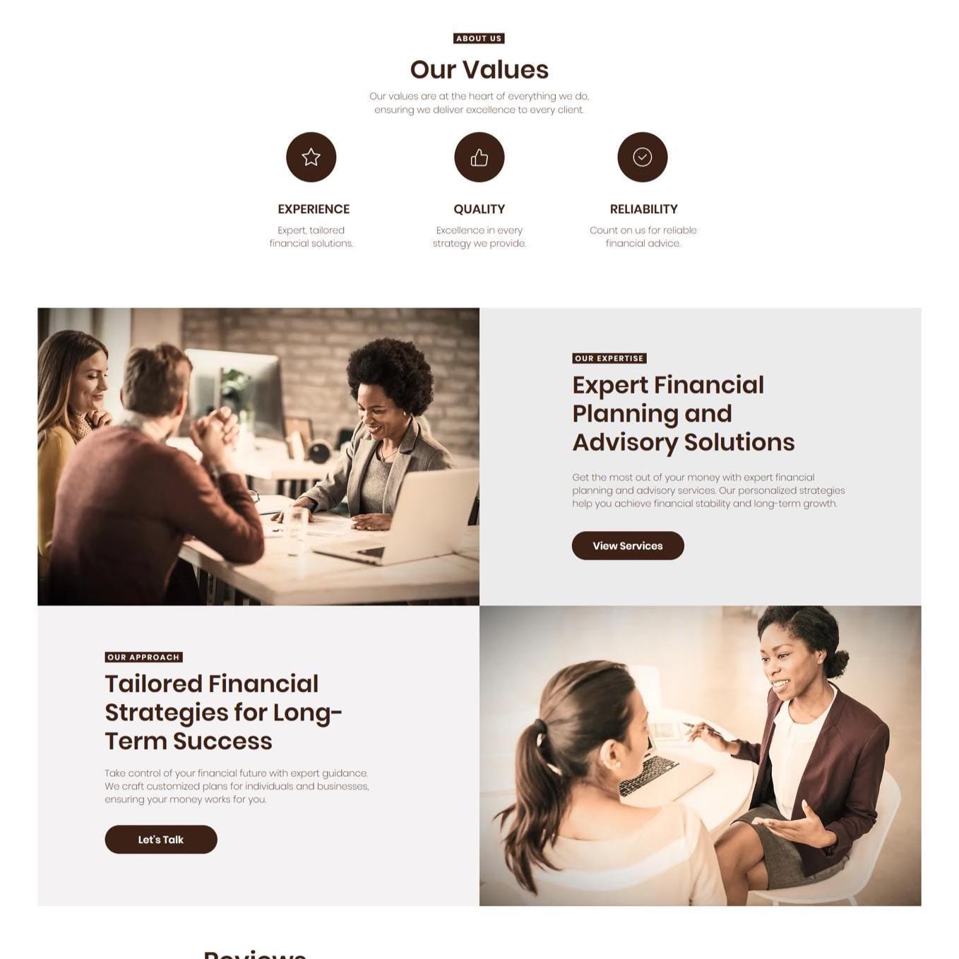 Wix Template for Financial Planner, Wealth Manager, Investment Advisor