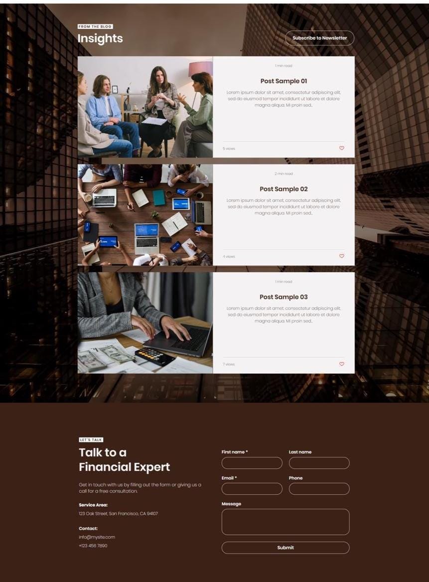 Wix Template for Financial Planner, Wealth Manager, Investment Advisor