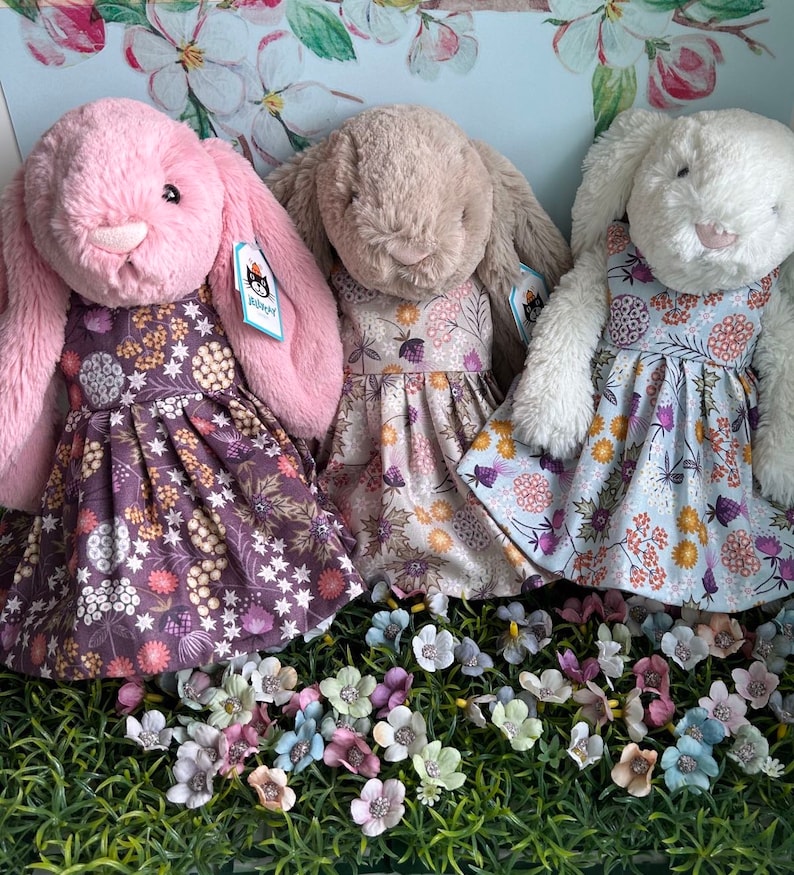 Floral Spring Dress for Medium Jellycat Bashful Bunny image 1