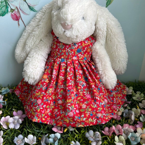Red Floral Dress for Medium Jellycat Bashful Bunny