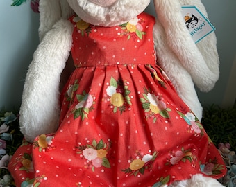 Red Floral Dress for Large Jellycat Bashful Bunny