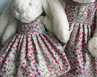 Tulips Dress for a Medium or Large Jellycat Bashful Bunny