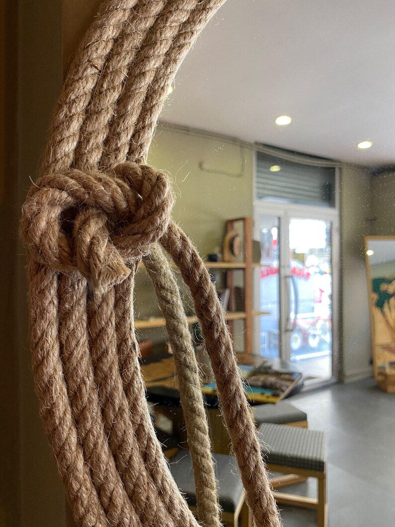 Round Wall Mirror With Jute Rope Frame Handmade Rope Framed Etsy