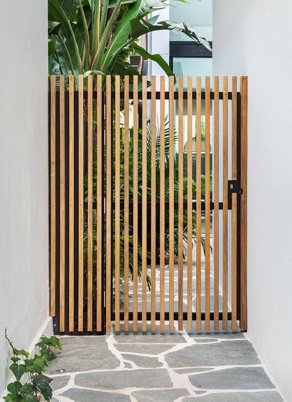 Garden Gate Made of Modern Wooden Slats L Safety and Designer Etsy