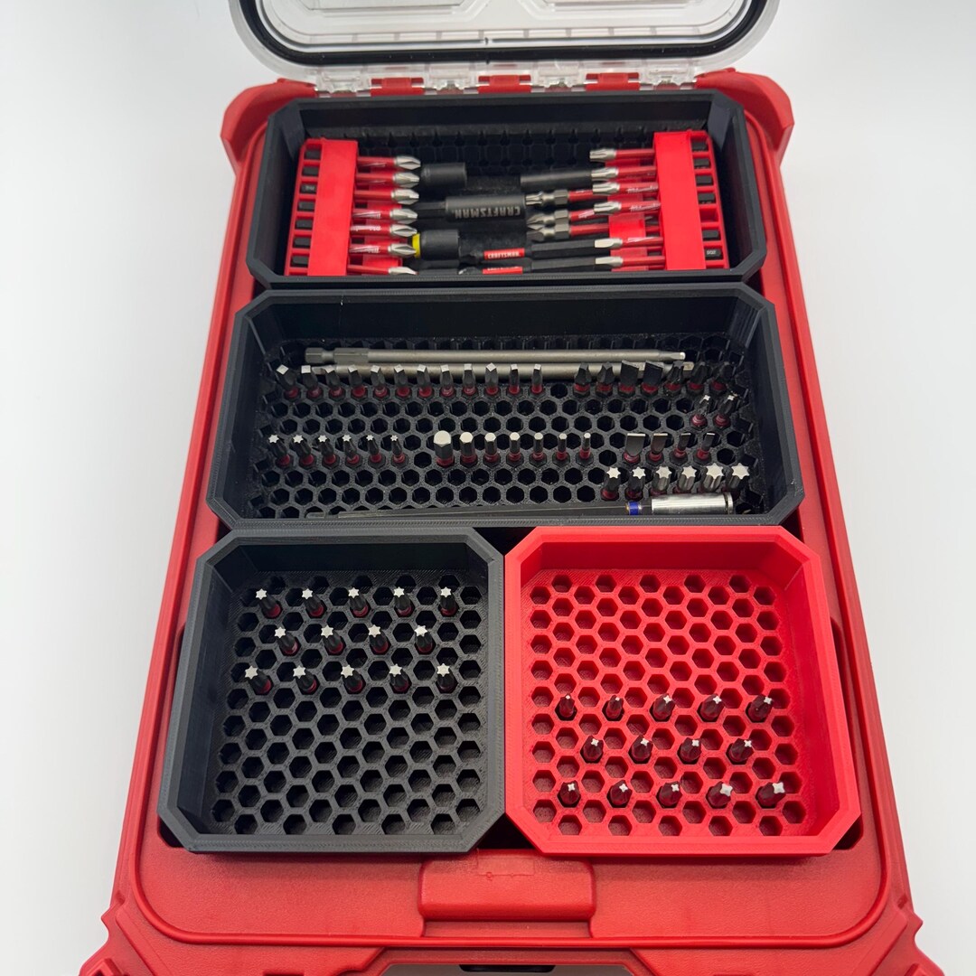 Milwaukee Packout Bit Bin With 2 Long Holders For Shockwave Bits