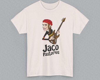Jaco Pastorius T-Shirt, Jazz Bass Graphic Tee, Fretless Bass Guitar Shirt, Jazz Fusion Music Gift, Original Illustration