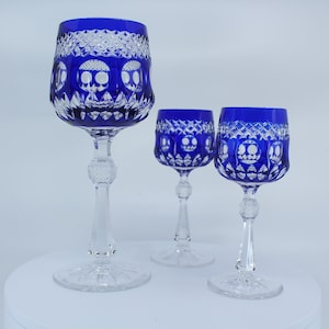 Verre à vin en cristal / Verre à liqueur en cristal Nachtmann Willingen Riedel bleu taillé et soufflé en cristal / cristall