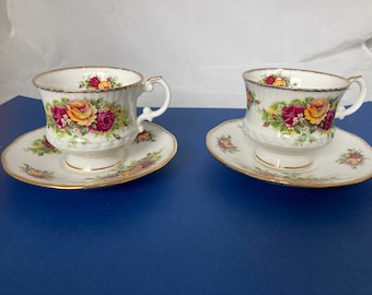 Elizabethan and Gladstone Staffordshire Fine Bone China Teacup and Saucer, Vintage Teacup and Saucer.