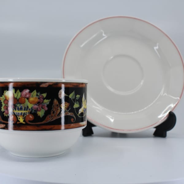 Villery Boch Gallo Hotel Intarsia grande tasse et soucoupe vintage