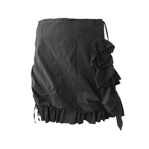 COP COPINE Vintage 90s y2k Black Mini Skirt with Flower Detail | size S | made in France | rave punk cyber dystopian futuristic 2000s 00s