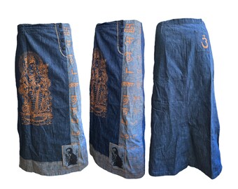 Jean Vintage Y2K Imprimé Psychédélique - Coupe Droite, Taille S, Coton/élasthanne, Années 2000