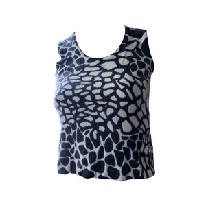 ANGELO MARANI Vintage Italian Designer anni &#39;90 y2k lana stampa animalier XS / S top / rave grunge fata punk futuristico cyber distopico goth anni 2000
