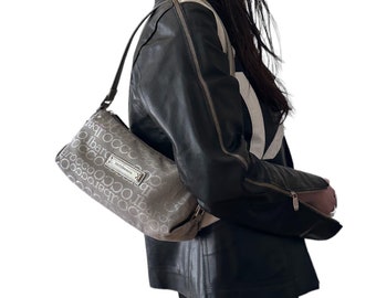 US Steuerfrei | ROCCOBAROCCO Vintage italienische Designer 90er Jahre y2k Monogramm Silber Tasche | Neutrale minimale Preppy Clubkid Rave Goth 00s 2000s