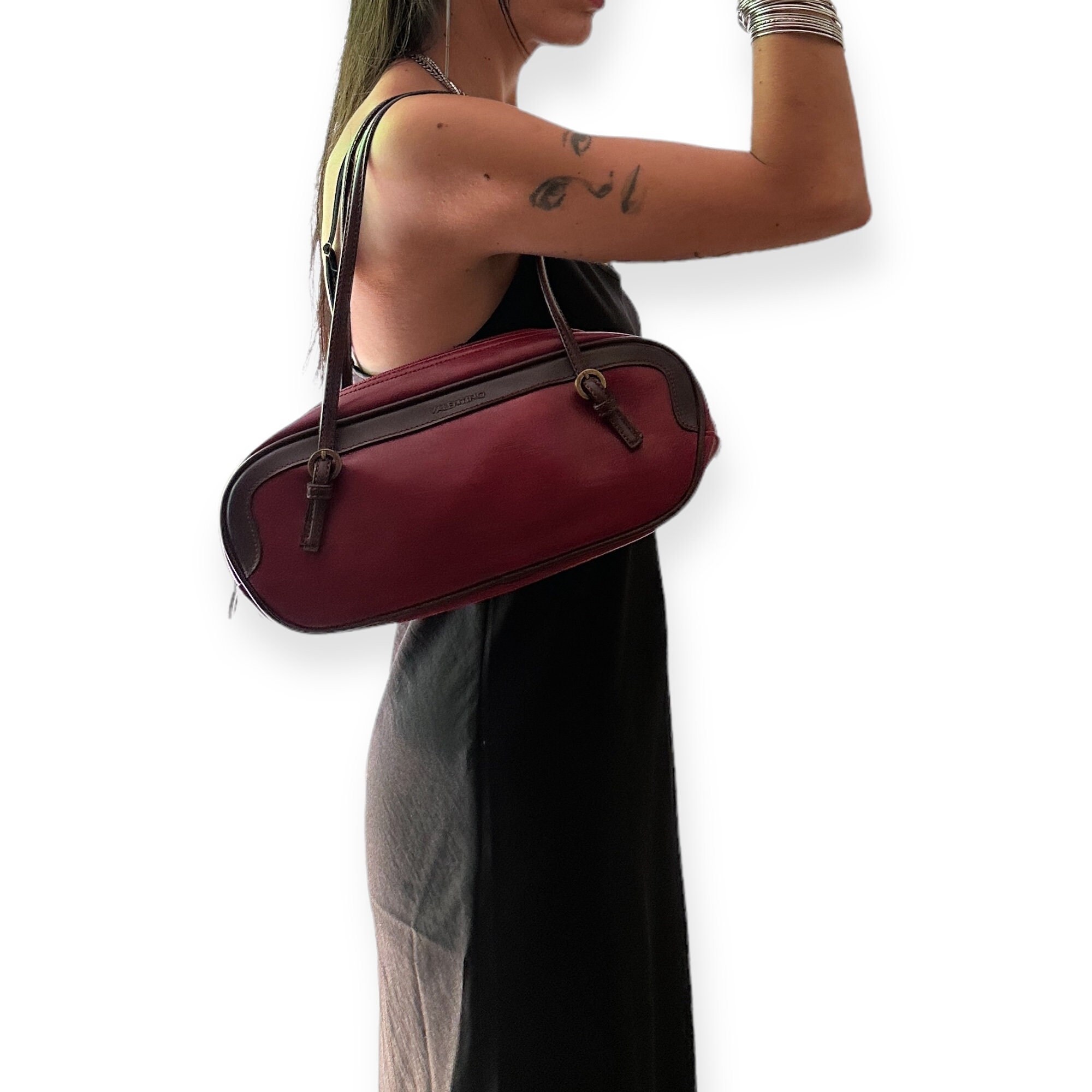 VALENTINO Vintage 2000s Red Baguette Bag | Neutral Minimal